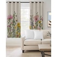 thumbnail image 2 of Spring Botanical Blackout Curtains for Bedroom/Living Room, Thermal Insulated Kitchen Curtains, Watercolor Floral Eucalyptus Leaves Beige Grommet Darkening Window Treatment Drapes 27.5"x39"x2, 2 of 8
