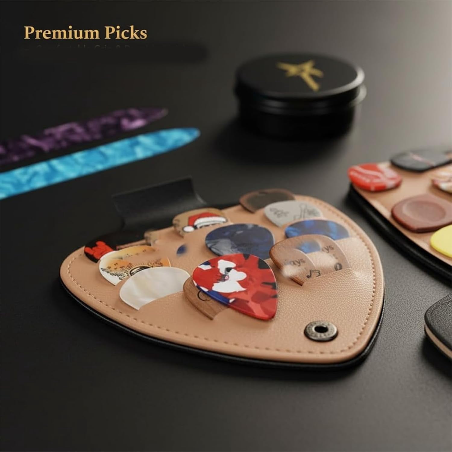 Guitar Picks Advent Calendars 2025, 24 Days Christmas Countdown Calendar With 20 Guitar Picks & Pick Case, Christmas Gift for Guitars, Bass, Ukulele Players