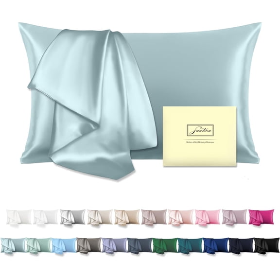 Mulberry Silk Pillowcase for Hair and Skin Standard Size 20"X 26" Pillow Case with Hidden Zipper Soft Breathable Smooth Cooling Silk Pillow Covers for Sleeping (Haze Blue,Standard,1Pcs)
