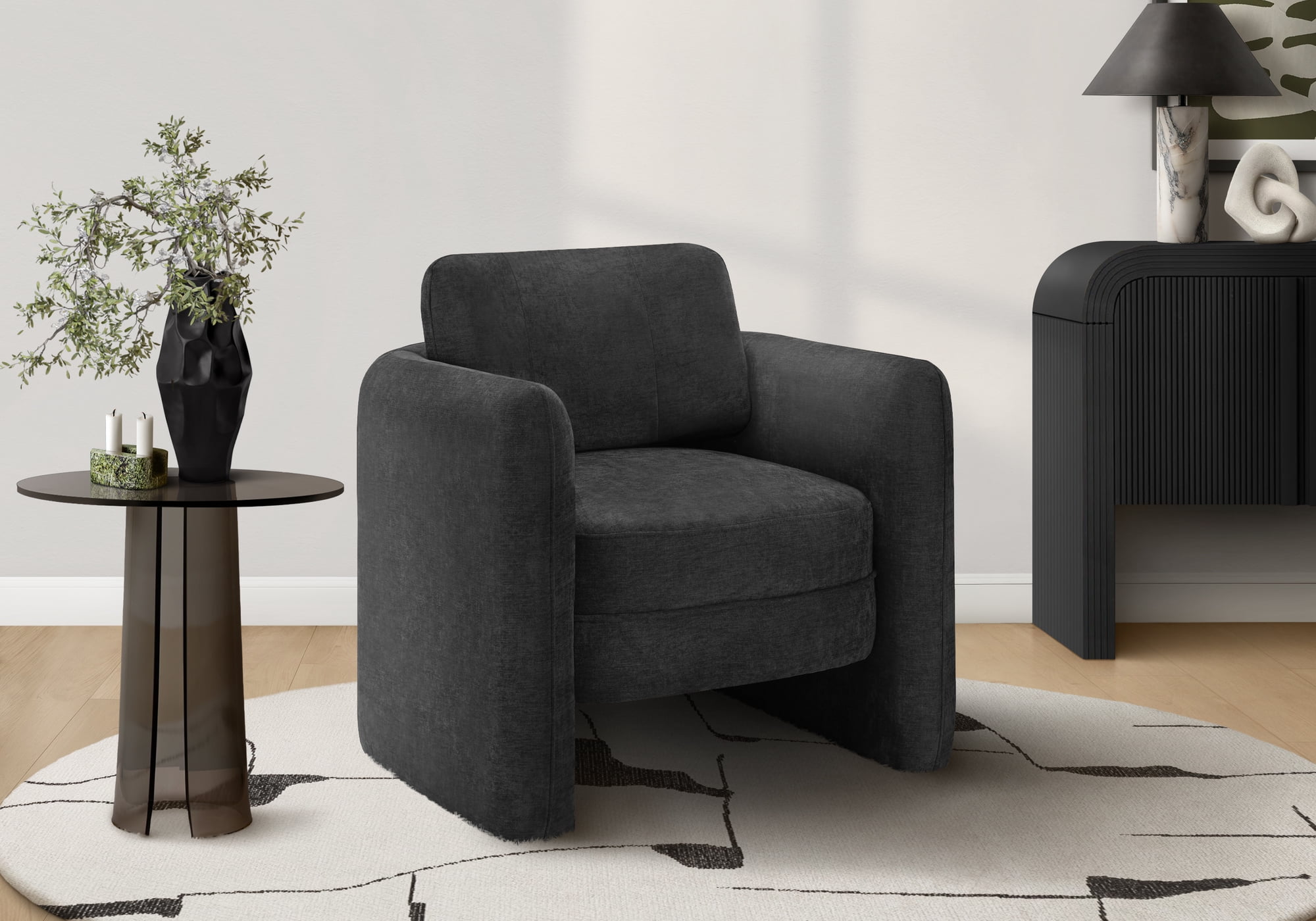 Monarch Specialties - I 8096 Accent Chair, 32"H, Upholstered, Living Room, Bedroom, Black Fabric