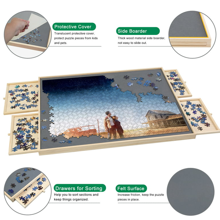 Planche de puzzle de 1500 pièces sans bois avec 4 tiroirs, table de puzzle  portable pour adultes, surface de travail 89,9 x 66 cm, design léger de 4,7  kg : : Jeux et Jouets