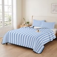 thumbnail image 2 of Twin Quilt Set 68''x86'', Blue White Stripe Lightweight Summer Bedspread Coverlet Set with 2 Pillow Shams, Modern Minimalist Geometric Striped Breathable All Season Quilt Bedding for Dorm/Bedroom, 2 of 9
