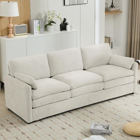 FFZ 89 inch 3-Seater Chenille Cloud Sofa, Beige