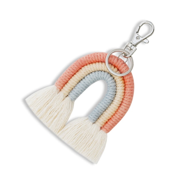 VONKY Weaving Keychains Jewelry Adornment Fashion Accessory Key Pendant Keyholder Ornament Colorful DIY Bag Charm Orange