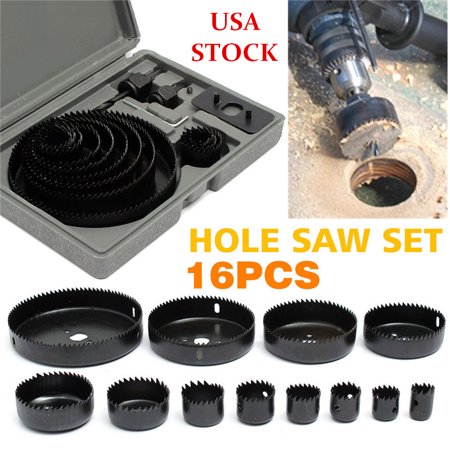 16pc/Set 19-127mm 3/4/5'' Hole Saw Drill Cutter Mandrel Kit Steel Cutting Circle Tools Bit Core Shaft For Plastic