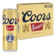 Coors Banquet Beer, 3 Pack, 24 fl oz Aluminum Cans, 5% ABV, Domestic Lager