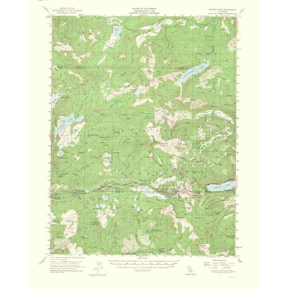 Topographical Map - Donner Pass California Quad - USGS 1964 - Vintage Wall Art