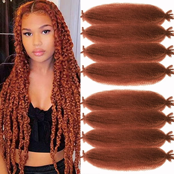24 Inch Pre-Separated Springy Afro Twist Hair 8 Packs Pre-Fluffy Natural curls are Perfect for Marley crochet Hair Suitable for Black Women (350, 24 Inch)