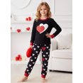 thumbnail image 1 of Argulvti Valentines Day Matching Family Pajamas Set Stylish Love Heart Pattern Family Matching Outfits, 1 of 9