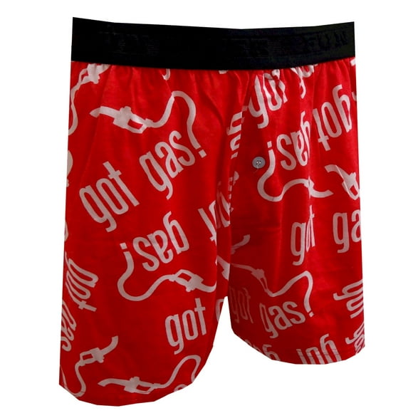 Fun Boxers Mens Got Gas? Hose and Nozzle Red Boxer Shorts (Small)
