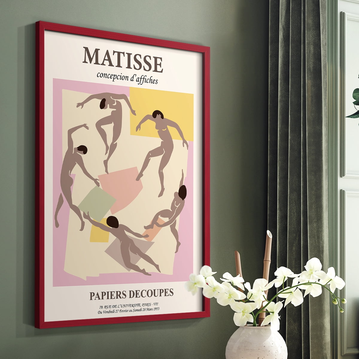 Matisse CXXIII Framed Print in Red Solid Wood 11 x 14 Framed Print