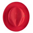 thumbnail image 4 of Men's Braided Wide Brim Pinch Fedora Matching Grosgrain Ribbon Hat in Red H-42, 4 of 4