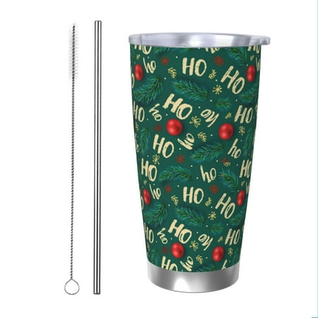 

Vsdgher Green Background With Ho 20 Oz Stainless Steel Vacuum Insulated Travel Mug Coffee Cup for Home Office Outdoor Works Great for Ice Drinks and Hot Beverage -Straw Two-piece Set