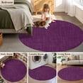 thumbnail image 6 of Purple Burlap Texture Large Area Rugs for Bedroom Living Room, Soft Non Slip Carpet Bedside Rug, Farmhouse Vintage Purple Round Floor Cover Kitchen Accent Rug 3.3' for Dining Room/Office, 6 of 9