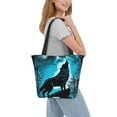 thumbnail image 2 of Fotbe Blue Full Moon Wolf Bolsa de Playa con Estampado, Bolsa de Hombro, Bolsa de Mano Espaciosa, Bolsa de Viaje Ligera, Bolsa de Compras Versátil, 2 of 6