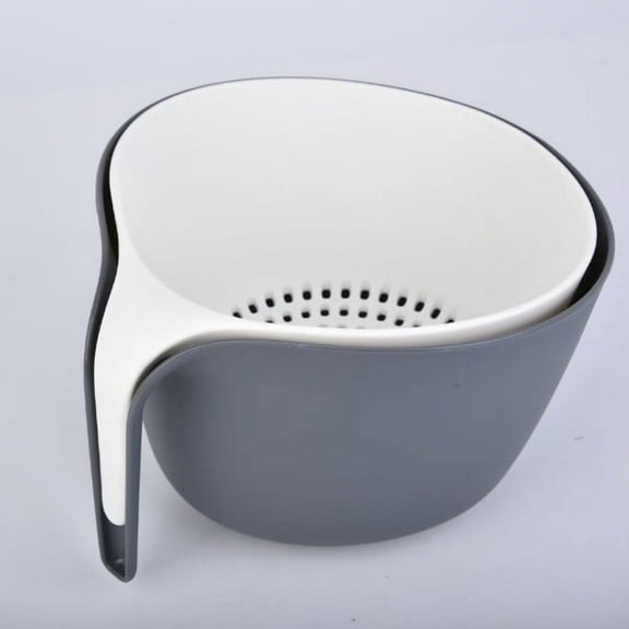 2-in-1 Large Nest Sink Colander Set, Food Strainers with Long Good Grips - Off-white
