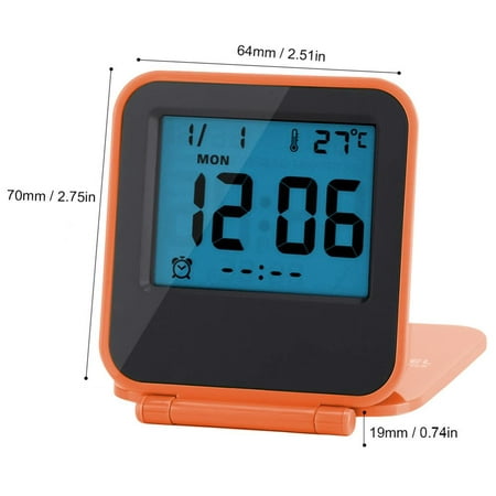 Herwey Portable Foldable Tabletop Travel Digital Alarm Clock With