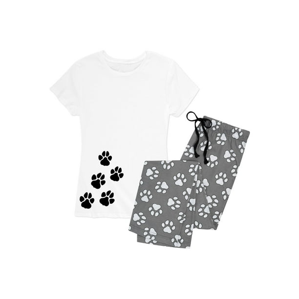 Nap Chat Paw Prints Women's Pajama Set