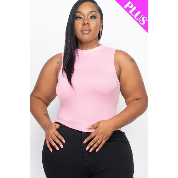 Plus Size Mock Neck Cropped Top 3XL