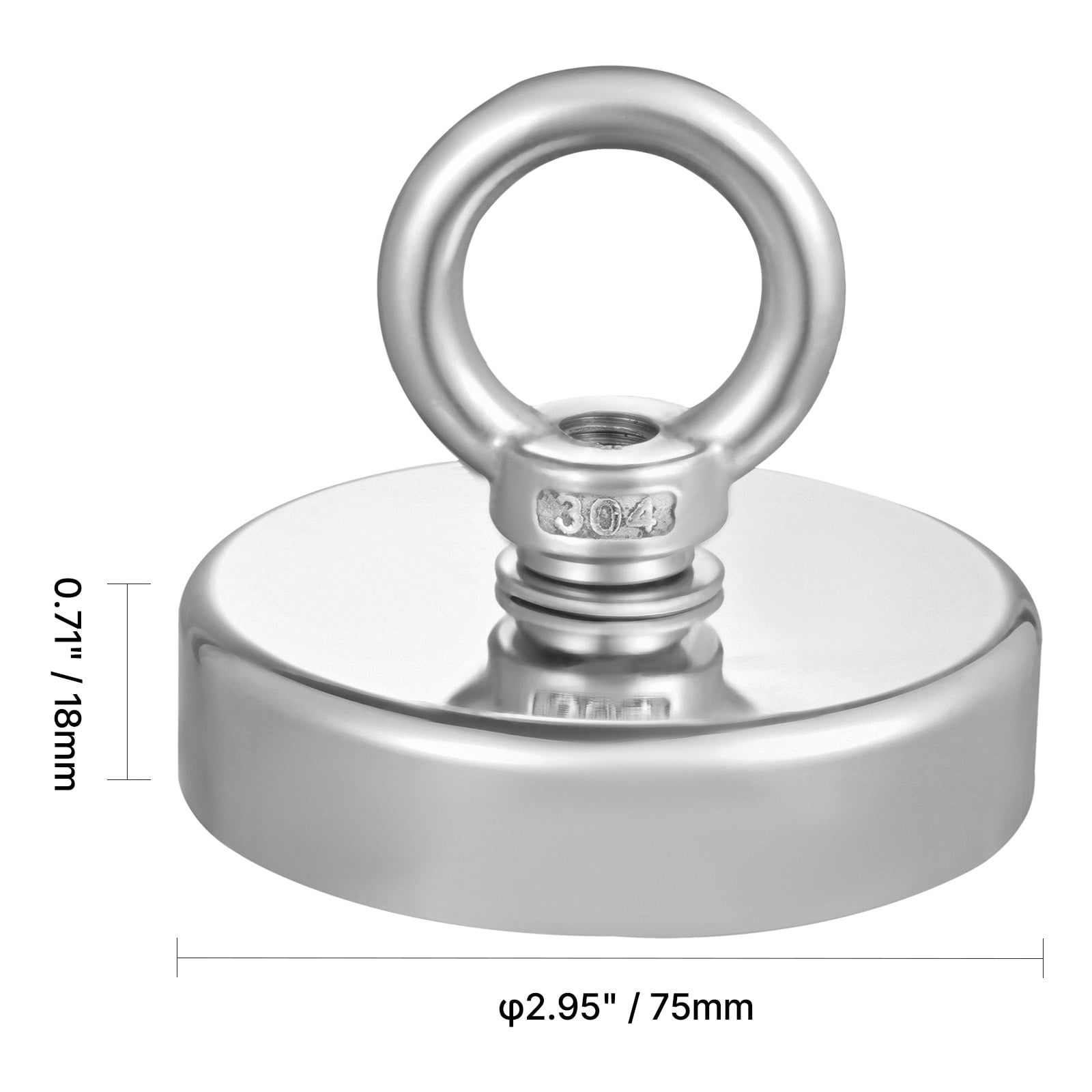 VEVOR Fishing Magnet, 700 LBS/318 Kg Pulling Force Super Strong Neodymium Fishing Magnet, Rare Earth Magnet with Handle Diameter 2.36 in/60 mm for Retrieving in River, Magnetic Fishing