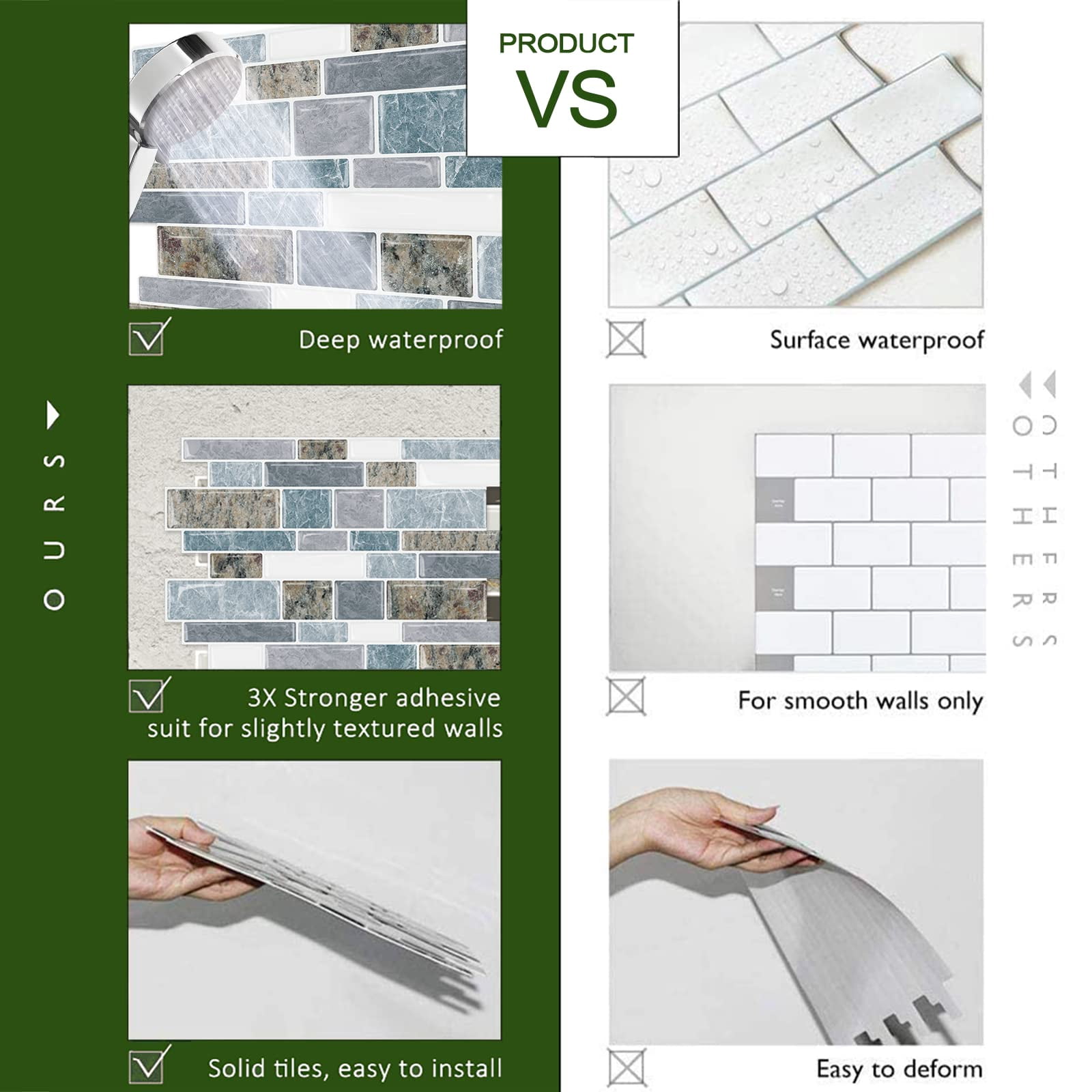 Peel and Stick Backsplash Tiles Light Blue & Brown Granite 10 Count