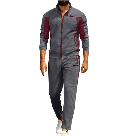Stamozd Mens Sweat Suit 2 Piece Long Sleeve Zip Up Jackets and Sweatpants Sets Casual Oversized Gym Workout Tracksuit Men Clothing Dark Gray B XL