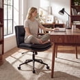 thumbnail image 2 of Gymax Armless Office Chair w/Wheels Curved Backrest Padded Seat Smooth Faux Leather Black, 2 of 6