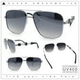 thumbnail image 2 of Mens Mogul Mobster Rectangle Metal Rim Double Bridge Luxury Sunglasses Silver - Silver Mirror, 2 of 8