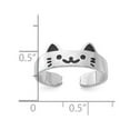 thumbnail image 2 of 925 Sterling Silver Rhodium Plated Enameled Cat Adjustable Ring 1mm Wide Ring for Women - 1.9 Grams, 2 of 2