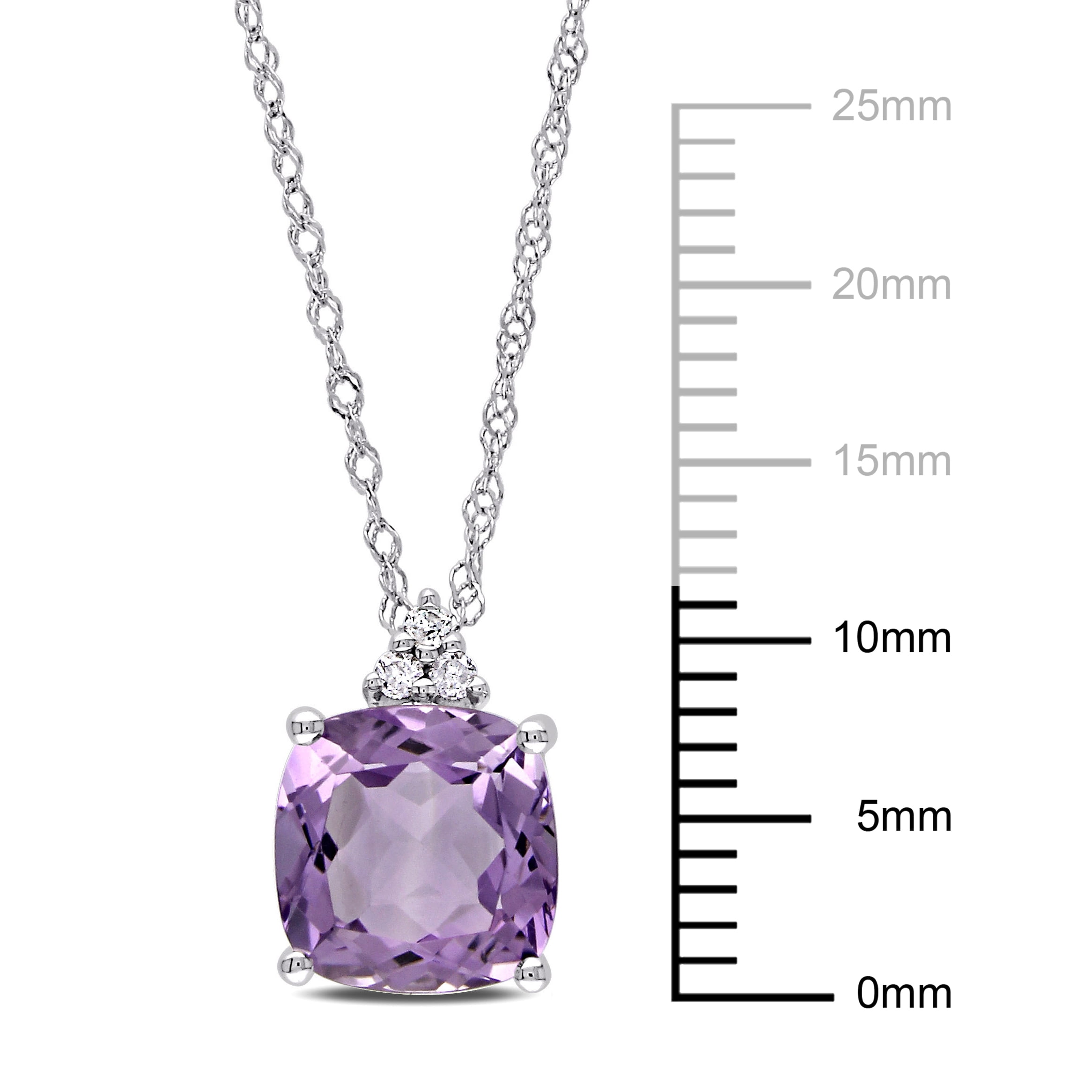 Everly Women's 1 3/4ct TGW Amethyst and Diamond Accent 10k White Gold Solitaire Pendant with Chain