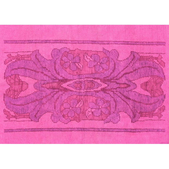 Ahgly Company Indoor Rectangle Abstract Pink Modern Area Rugs, 7' x 9'