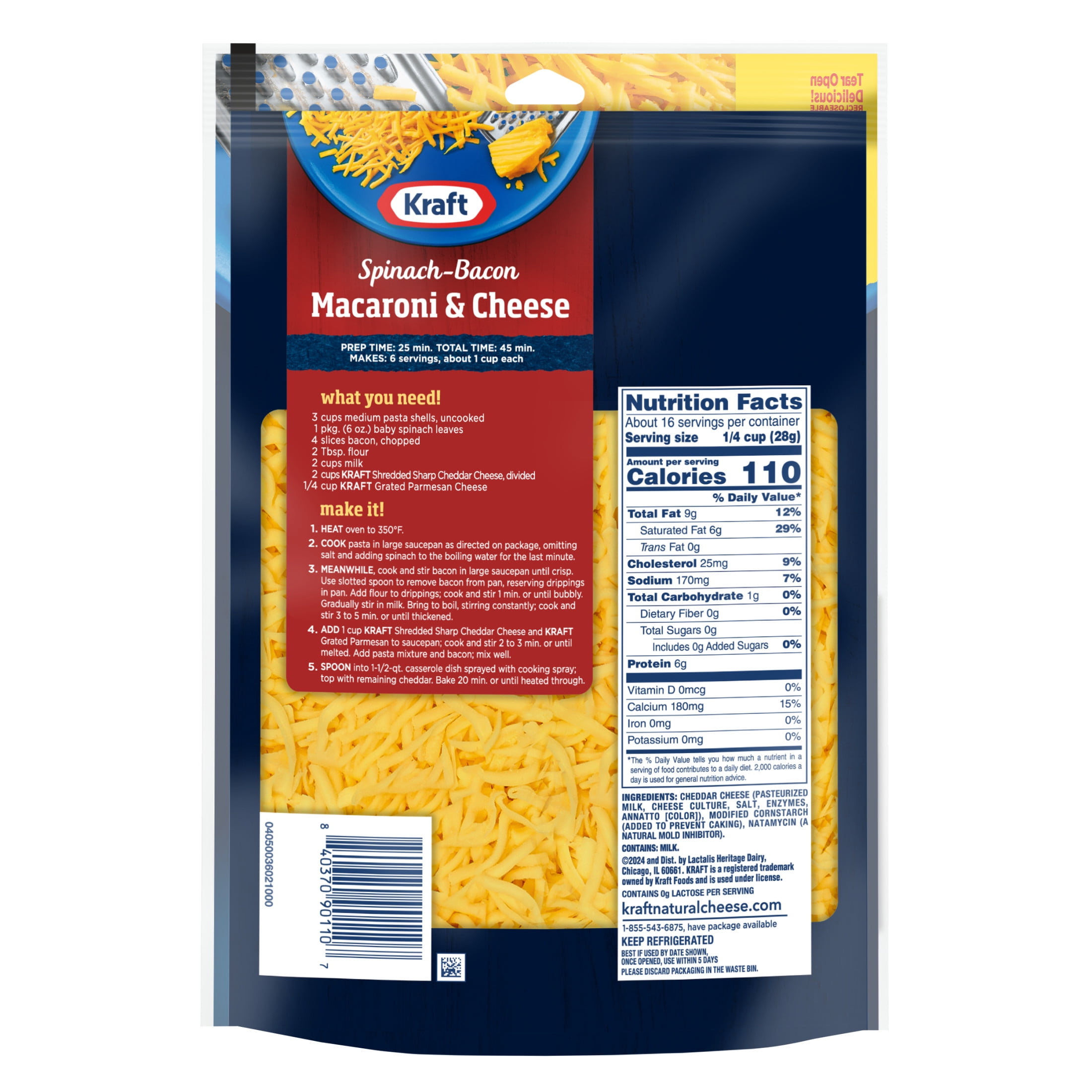 Kraft Natural Sharp Cheddar Shredded Cheese, 16 oz Bag