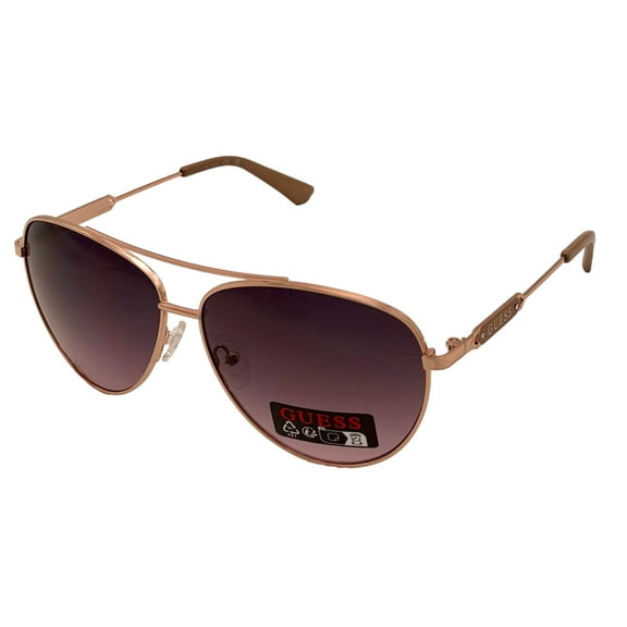 Guess Sunglass Mens Rose Gold Metal Aviator, Smoke Gradient Lens GO00018. 28B