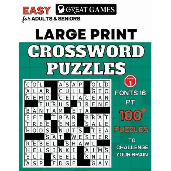 Crossword Puzzles for Adults Large Print: Easy-to-Read Puzzles for Adults and Seniors with Easy Level That Entertain and, (Paperback)