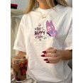 thumbnail image 1 of Camisetas de verano para mujer, con estampado, lindo, holgadas, atléticas, de manga corta, casual, 2025Vintage Crew Neck Butterfly Print Tee for Women, 100% Polyester Knit Fabric, Regular Fit Short, 1 of 7