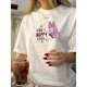 thumbnail image 1 of Vintage Crew Neck Butterfly Print Tee for Women, 100% Polyester Knit Fabric, Regular Fit Short Sleeve Geometric Pattern T-Shirt for Summer, 1 of 6