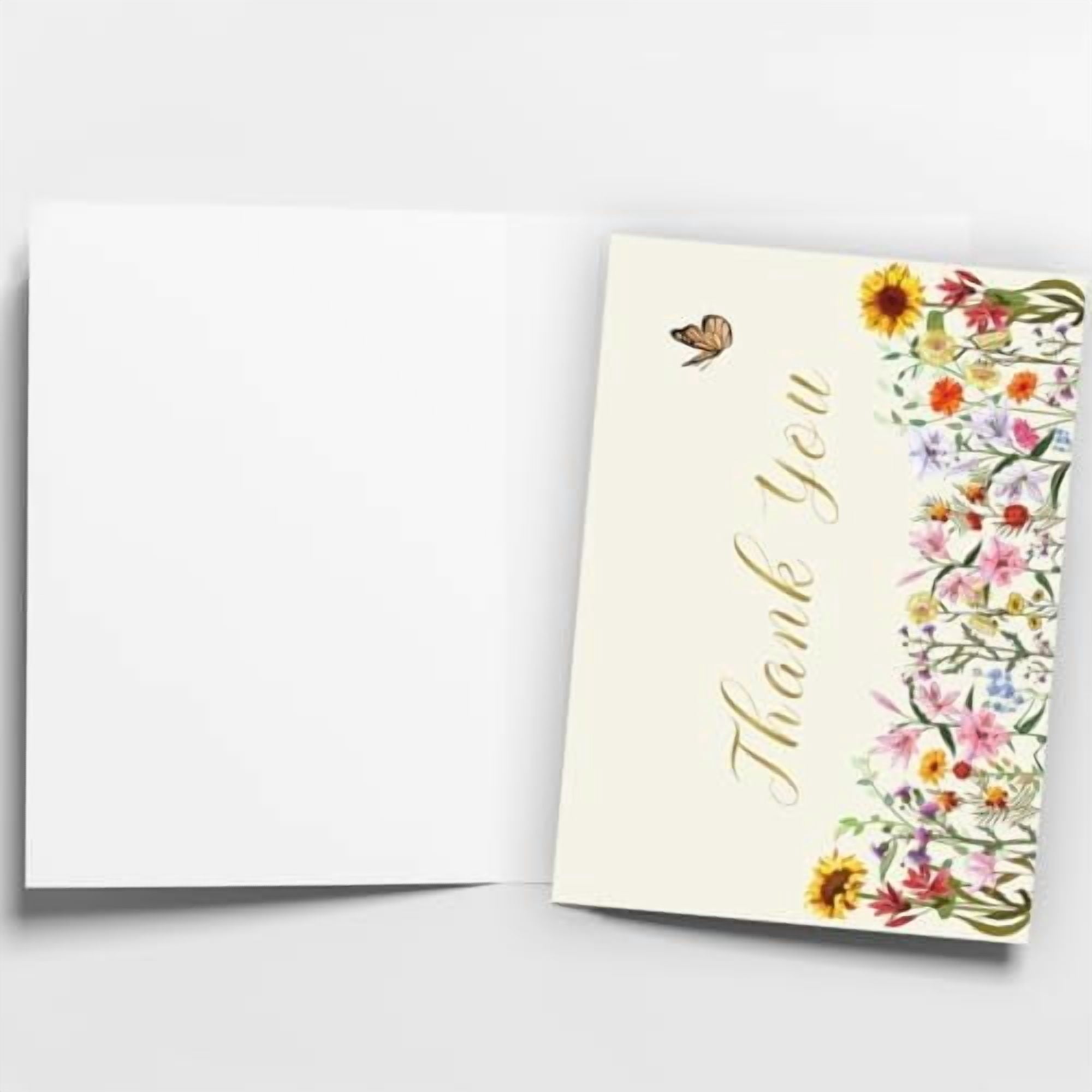 YNGLLC 25 Pack 350GSM | Floral Thank You Cards | Thank You Cards with Envelopes | Small Thank You Notes & Cards for Wildflower, Watercolor & Wedding