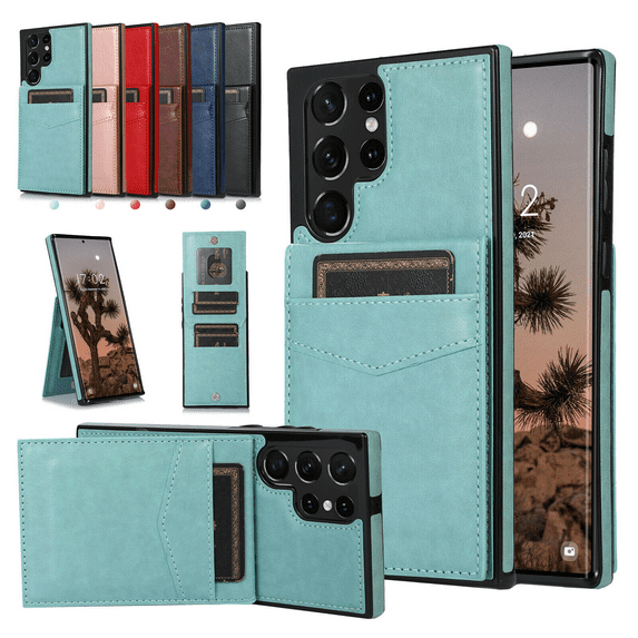 GREHOME CASE For Samsung S22 Ultra/S22+ /S22 Shockproof Leather Flip Card Slot Stand Case Cover