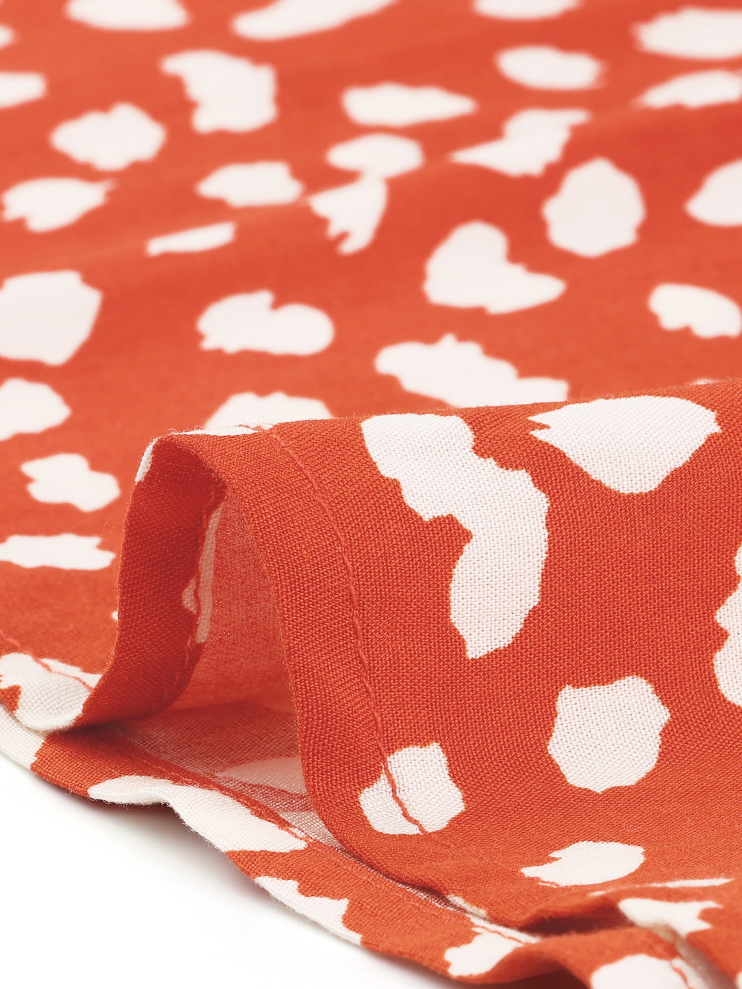 DARING DIVA Women's Plus Polka Dots Print Ruffle Hem Mock Neck Blouse 2X Orange