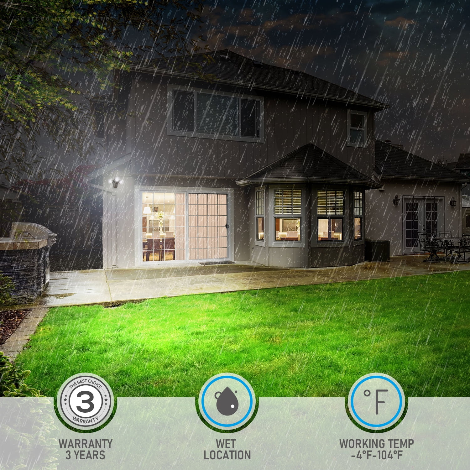 4 Pack 3CCT LED Motion Sensor Security Light, Dusk to Dawn Outdoor Flood Light, 35W, 3000K/4000K/5000K Selectable, Bronze