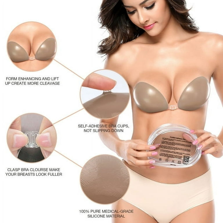 KyFree Self Adhesive Bra Reusable Strapless Self Silicone Push Up Invisible  Adhesive Bra for Backless Dresses 