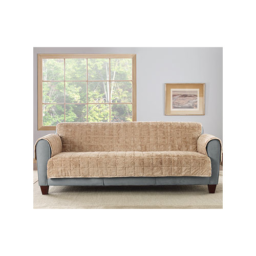 Sure Fit Faux Fur Quilted Loveseat Throw