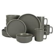 Gap Home 16-Piece Round Dark Gray Stoneware Dinnerware Set