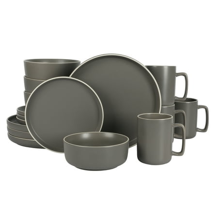 Gap Home 16-Piece Round Dark Gray Stoneware Dinnerware Set
