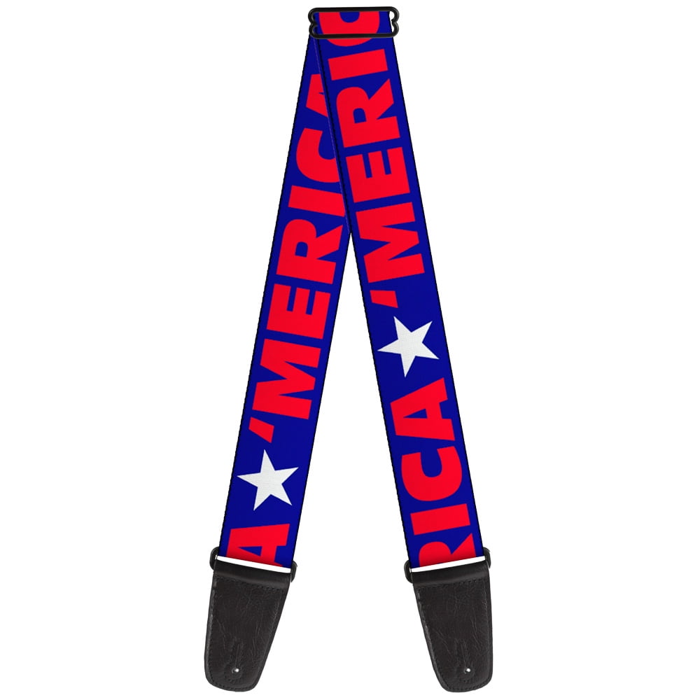 Buckle-Down Guitar Strap, Merica Star Blue Red White, 2 Inches Wide