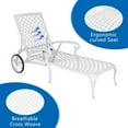 thumbnail image 5 of Lounge Chairs for Outside, Chaise Lounges Outdoor Pool Chair, Cast Aluminum Patio Furniture Tanning with Adjustable Backrest and Moveable Wheels, White, 5 of 7