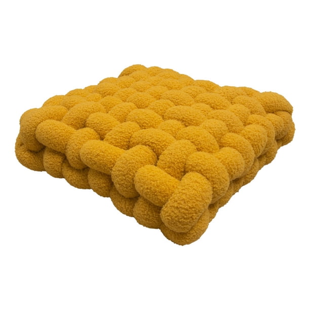 Xiao Hua Cojines decorativos para el hogar, cojines de felpa de cordero, cojines de asiento cuadrados tejidos, cojines de sofá, cojines de felpa, tapetes decorativos para ventanales (amarillos)