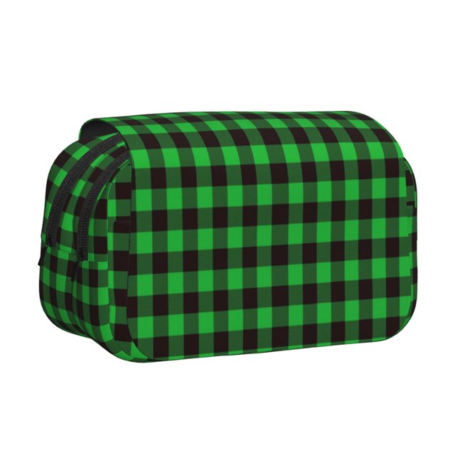 Easygdp Buffalo Plaid Green Black para Estuche de Lápices con Tapa Flip, Suministros de Oficina y Universidad para Adolescentes y Adultos