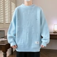 thumbnail image 2 of SERTG Men's Plush Round Neck Sweater Fall Winter Warm Soft Long Sleeve Pullover Fashion Knitwear Men's Sweater Men's Sweaters Lightweight(Light Blue,3XL), 2 of 8