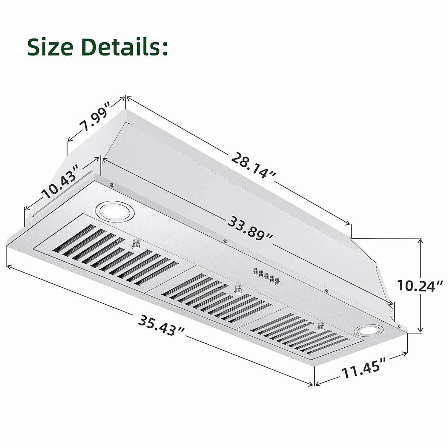 Joeaonz 36 Inch Range Hood 600 CFM Stainless Steel Vent, 3-Speed LED, Dishwasher Filter, 120V